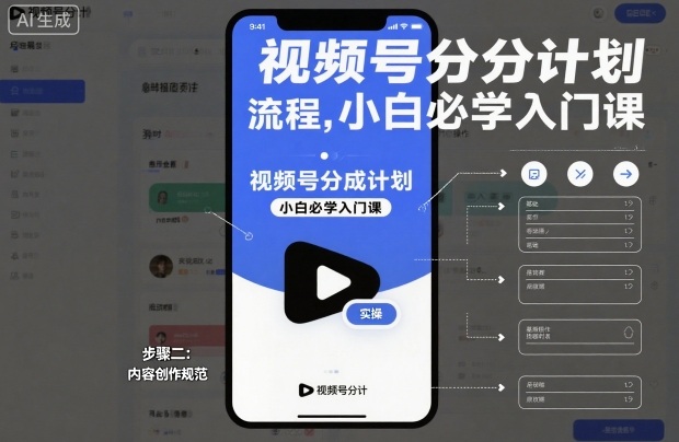 视频号分成计划实操流程,小白必学入门课创客联盟总站-闲云创业网-老韩轻创网-中创网-福缘网-冒泡网-资源之家-魔方项目库创客联盟总站