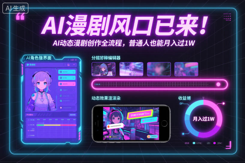 AI漫剧风口已来!AI动态漫剧创作全流程,普通人也能月入过1W创客联盟总站-闲云创业网-老韩轻创网-中创网-福缘网-冒泡网-资源之家-魔方项目库创客联盟总站