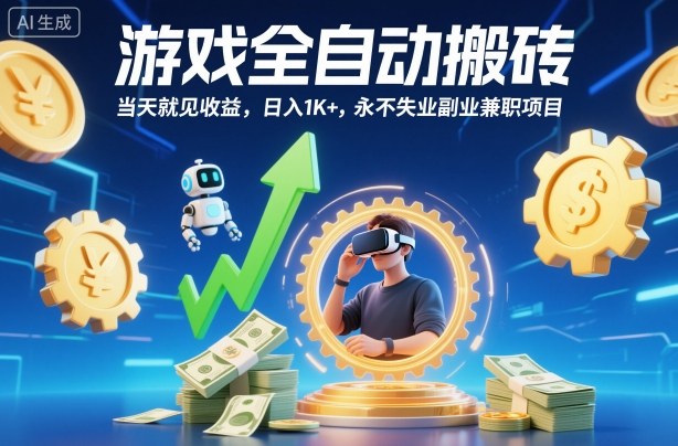 游戏全自动搬砖,当天就见收益,日入1K+,永不失业副业兼职项目【揭秘】创客联盟总站-闲云创业网-老韩轻创网-中创网-福缘网-冒泡网-资源之家-魔方项目库创客联盟总站