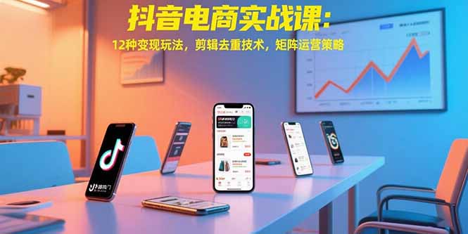抖音电商实战课：12种变现玩法，剪辑去重技术，矩阵运营策略创客联盟总站-闲云创业网-老韩轻创网-中创网-福缘网-冒泡网-资源之家-魔方项目库创客联盟总站