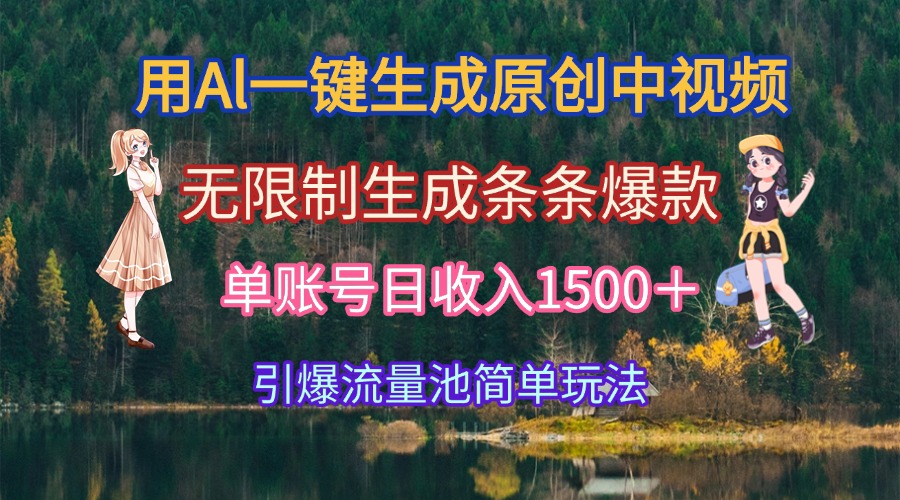 用Al一键生成原创中视频，无限制生成条条爆款，单账号日收入1500＋引爆…创客联盟总站-闲云创业网-老韩轻创网-中创网-福缘网-冒泡网-资源之家-魔方项目库创客联盟总站