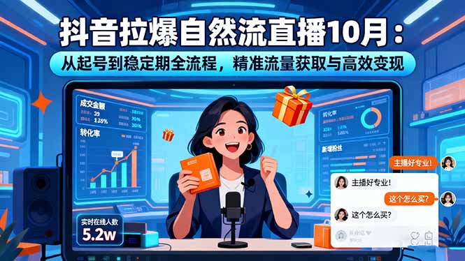 抖音拉爆自然流直播10月：从起号到稳定期全流程，精准流量获取与高效变现创客联盟总站-闲云创业网-老韩轻创网-中创网-福缘网-冒泡网-资源之家-魔方项目库创客联盟总站