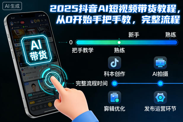 2025抖音AI短视频带货教程，从0开始手把手教，完整流程创客联盟总站-闲云创业网-老韩轻创网-中创网-福缘网-冒泡网-资源之家-魔方项目库创客联盟总站