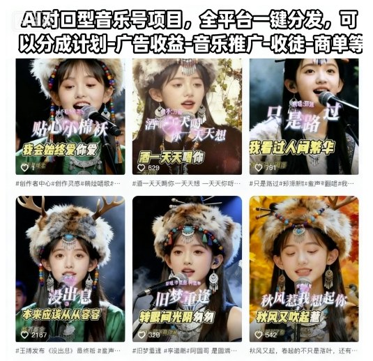 AI对口型音乐号项目，全平台一键分发，可以分成计划-广告收益-音乐推广-收徒-商单等创客联盟总站-闲云创业网-老韩轻创网-中创网-福缘网-冒泡网-资源之家-魔方项目库创客联盟总站