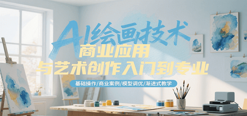 AI绘画技术商业应用与艺术创作入门到专业,基础操作/商业案例/模型调优/渐进式教学创客联盟总站-闲云创业网-老韩轻创网-中创网-福缘网-冒泡网-资源之家-魔方项目库创客联盟总站