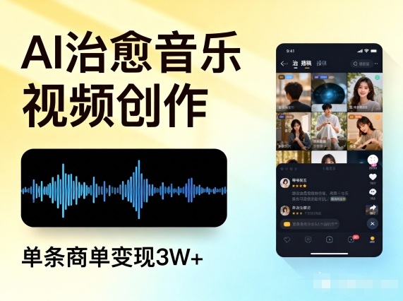 AI做治愈音乐视频,多平台投稿,单条商单变现3W+创客联盟总站-闲云创业网-老韩轻创网-中创网-福缘网-冒泡网-资源之家-魔方项目库创客联盟总站