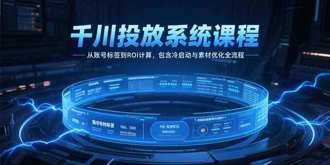 千川投放系统课程，从账号标签到ROI计算，包含冷启动与素材优化全流程创客联盟总站-闲云创业网-老韩轻创网-中创网-福缘网-冒泡网-资源之家-魔方项目库创客联盟总站