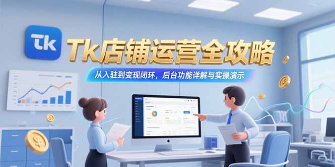 Tk店铺运营全攻略，从入驻到变现闭环，后台功能详解与实操演示创客联盟总站-闲云创业网-老韩轻创网-中创网-福缘网-冒泡网-资源之家-魔方项目库创客联盟总站