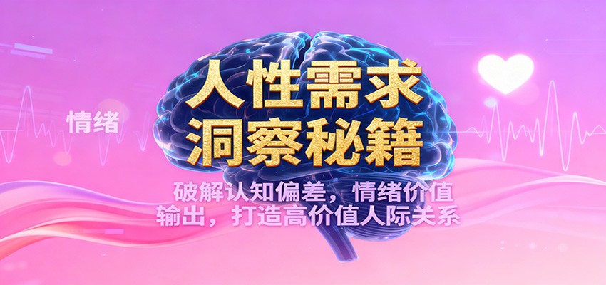 人性需求洞察秘籍,破解认知偏差,情绪价值输出,打造高价值人际关系创客联盟总站-闲云创业网-老韩轻创网-中创网-福缘网-冒泡网-资源之家-魔方项目库创客联盟总站