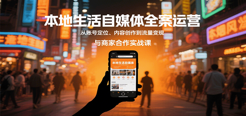 本地生活自媒体全案运营，从账号定位、内容创作到流量变现与商家合作实战课创客联盟总站-闲云创业网-老韩轻创网-中创网-福缘网-冒泡网-资源之家-魔方项目库创客联盟总站