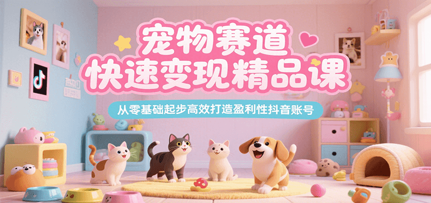 宠物赛道快速变现精品课,从零基础起步高效打造盈利性抖音账号创客联盟总站-闲云创业网-老韩轻创网-中创网-福缘网-冒泡网-资源之家-魔方项目库创客联盟总站