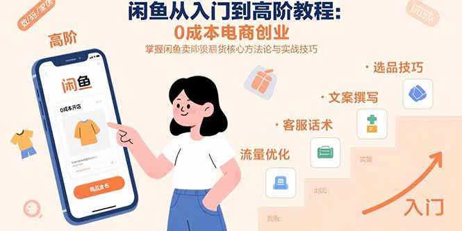 闲鱼从入门到高阶教程：0成本电商创业，掌握闲鱼卖货核心方法论与实战技巧创客联盟总站-闲云创业网-老韩轻创网-中创网-福缘网-冒泡网-资源之家-魔方项目库创客联盟总站