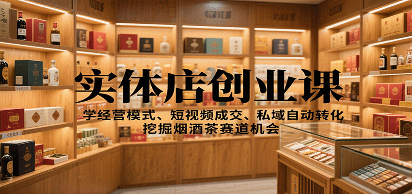 实体店创业课:学经营模式、短视频成交、私域自动转化,挖掘烟酒茶赛道机会创客联盟总站-闲云创业网-老韩轻创网-中创网-福缘网-冒泡网-资源之家-魔方项目库创客联盟总站
