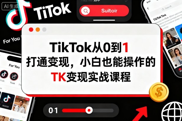 TikTok从0到1打通变现,小白也能操作的TK变现实战课程创客联盟总站-闲云创业网-老韩轻创网-中创网-福缘网-冒泡网-资源之家-魔方项目库创客联盟总站