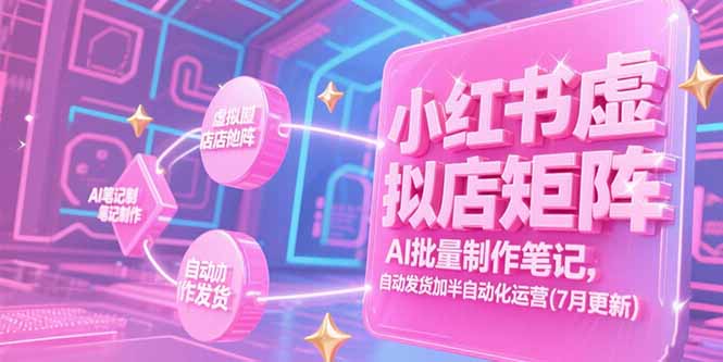 小红书虚拟店矩阵，AI批量制作笔记，自动发货加半自动化运营(7月更新创客联盟总站-闲云创业网-老韩轻创网-中创网-福缘网-冒泡网-资源之家-魔方项目库创客联盟总站