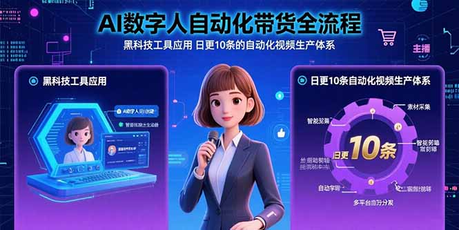 AI数字人自动化带货全流程：黑科技工具应用 日更10条的自动化视频生产体系创客联盟总站-闲云创业网-老韩轻创网-中创网-福缘网-冒泡网-资源之家-魔方项目库创客联盟总站