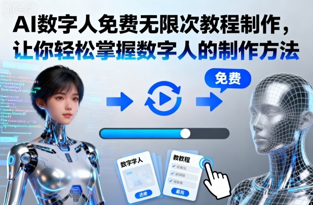 AI数字人免费无限次教程制作，让你轻松掌握数字人的制作方法创客联盟总站-闲云创业网-老韩轻创网-中创网-福缘网-冒泡网-资源之家-魔方项目库创客联盟总站