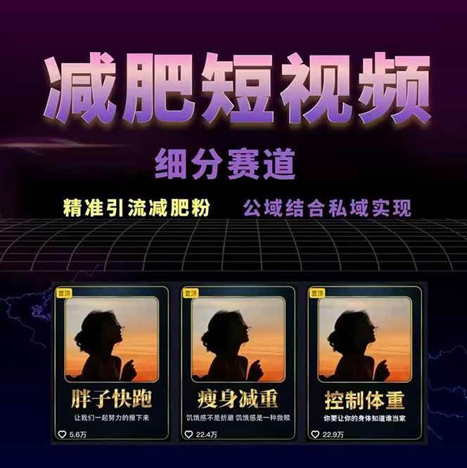 图片[2]创客联盟总站-闲云创业网-老韩轻创网-中创网-福缘网-冒泡网-资源之家-魔方项目库减肥短视频运营实战课：含素材制作、剪映教学，讲精准引流、变现设计与内容模板技巧创客联盟总站-闲云创业网-老韩轻创网-中创网-福缘网-冒泡网-资源之家-魔方项目库创客联盟总站