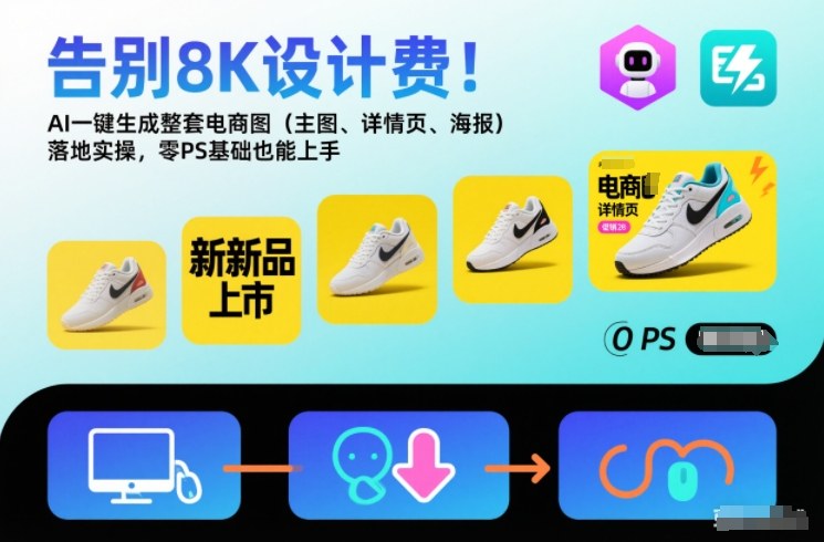 告别8K设计费!AI一键生成整套电商图(主图、详情页、海报)落地实操,零PS基础也能上手创客联盟总站-闲云创业网-老韩轻创网-中创网-福缘网-冒泡网-资源之家-魔方项目库创客联盟总站