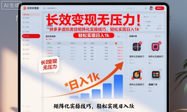 长效变现无压力!拼多多虚拟类目矩阵化实操技巧,轻松实现日入1k【揭秘】创客联盟总站-闲云创业网-老韩轻创网-中创网-福缘网-冒泡网-资源之家-魔方项目库创客联盟总站