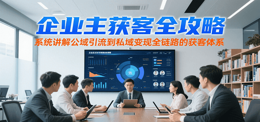 企业主获客全攻略,系统讲解公域引流到私域变现全链路的获客体系创客联盟总站-闲云创业网-老韩轻创网-中创网-福缘网-冒泡网-资源之家-魔方项目库创客联盟总站