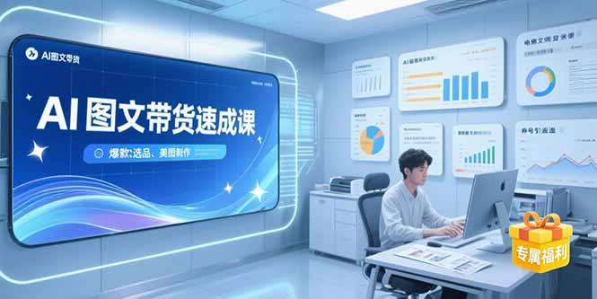 AI图文带货速成课，养号引流秘籍，爆款选品策略，美图制作全流程创客联盟总站-闲云创业网-老韩轻创网-中创网-福缘网-冒泡网-资源之家-魔方项目库创客联盟总站