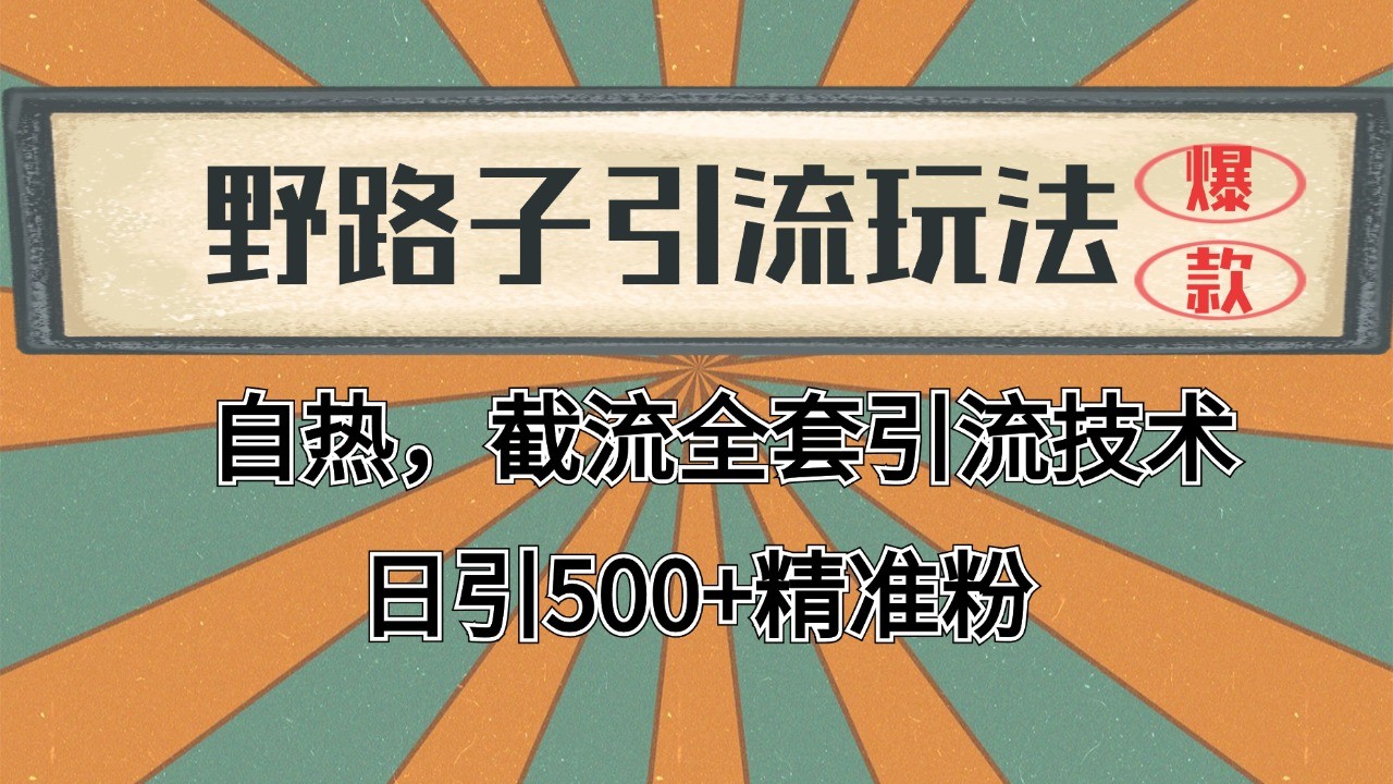 2024首发野路子引流玩法截流自热全平台打法,全自动引流【日引2000+精准客户】创客联盟总站-闲云创业网-老韩轻创网-中创网-福缘网-冒泡网-资源之家-魔方项目库创客联盟总站