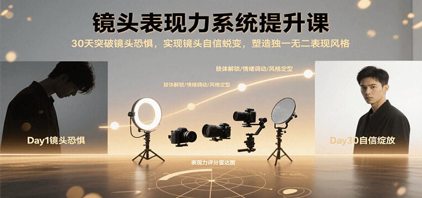 镜头表现力系统提升课,30天突破镜头恐惧实现自信蜕变,塑造独一无二表现风格创客联盟总站-闲云创业网-老韩轻创网-中创网-福缘网-冒泡网-资源之家-魔方项目库创客联盟总站