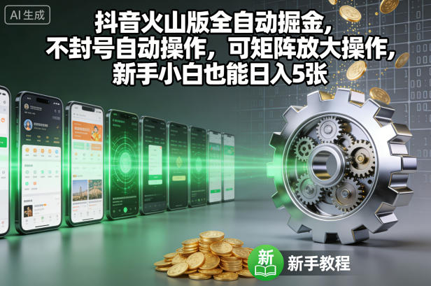 抖音火山版全自动掘金,不封号自动操作,可矩阵放大操作,新手小白也能日入5张【揭秘】创客联盟总站-闲云创业网-老韩轻创网-中创网-福缘网-冒泡网-资源之家-魔方项目库创客联盟总站