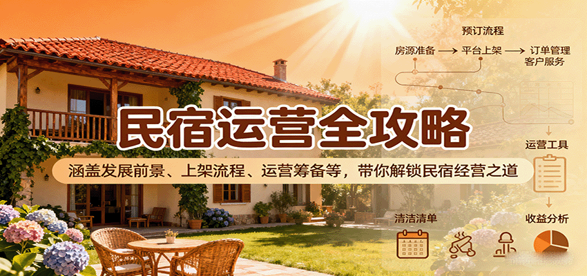 民宿运营全攻略：涵盖发展前景、上架流程、运营筹备等，带你解锁民宿经营之道创客联盟总站-闲云创业网-老韩轻创网-中创网-福缘网-冒泡网-资源之家-魔方项目库创客联盟总站