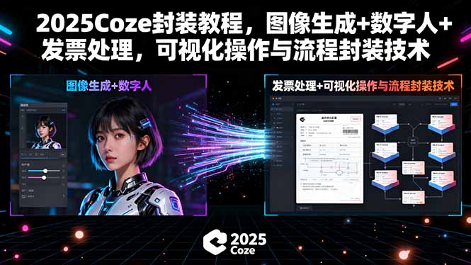 2025Coze封装教程,图像生成+数字人+发票处理,可视化操作与流程封装技术创客联盟总站-闲云创业网-老韩轻创网-中创网-福缘网-冒泡网-资源之家-魔方项目库创客联盟总站