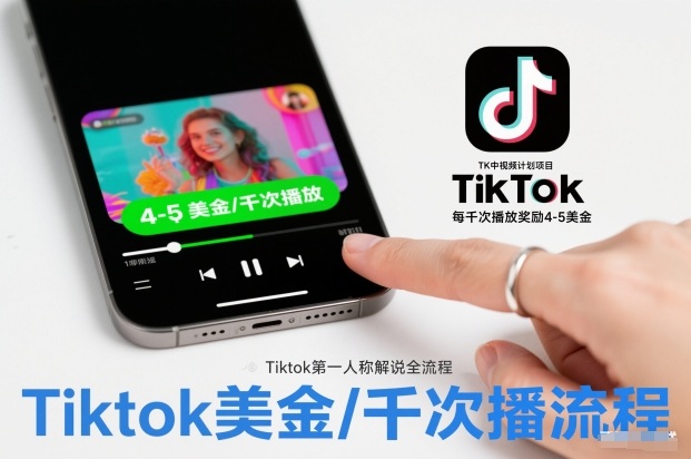 TK中视频计划项目,Tiktok第一人称解说流程,每干次播放奖励4-5美金创客联盟总站-闲云创业网-老韩轻创网-中创网-福缘网-冒泡网-资源之家-魔方项目库创客联盟总站