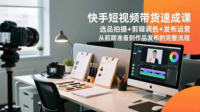 快手短视频带货速成课，选品拍摄+剪辑调色+发布运营，从前期准备到作品发布的完整流程创客联盟总站-闲云创业网-老韩轻创网-中创网-福缘网-冒泡网-资源之家-魔方项目库创客联盟总站