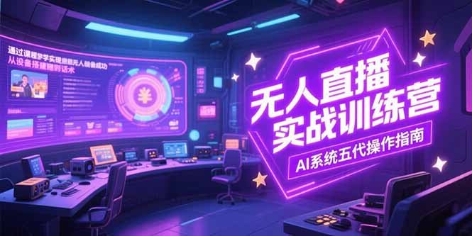 无人直播实操训练营，从设备搭建到话术，AI系统五代操作指南(7月更新创客联盟总站-闲云创业网-老韩轻创网-中创网-福缘网-冒泡网-资源之家-魔方项目库创客联盟总站