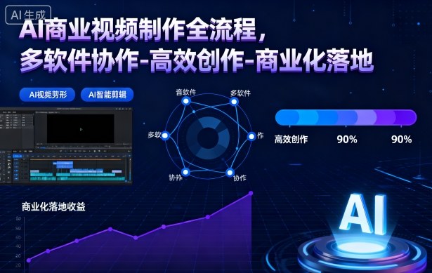 AI商业视频制作全流程,多软件协作-高效创作-商业化落地创客联盟总站-闲云创业网-老韩轻创网-中创网-福缘网-冒泡网-资源之家-魔方项目库创客联盟总站