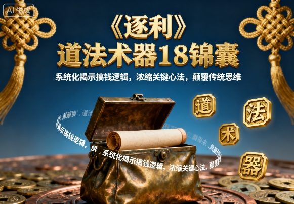 《逐利》道法术器18锦囊，系统化揭示搞钱逻辑，浓缩关键心法，颠覆传统思维(更新)创客联盟总站-闲云创业网-老韩轻创网-中创网-福缘网-冒泡网-资源之家-魔方项目库创客联盟总站