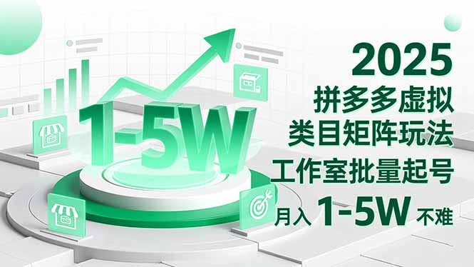2025 拼多多虚拟类目矩阵玩法，工作室批量起号，月入 1-5W 不难创客联盟总站-闲云创业网-老韩轻创网-中创网-福缘网-冒泡网-资源之家-魔方项目库创客联盟总站