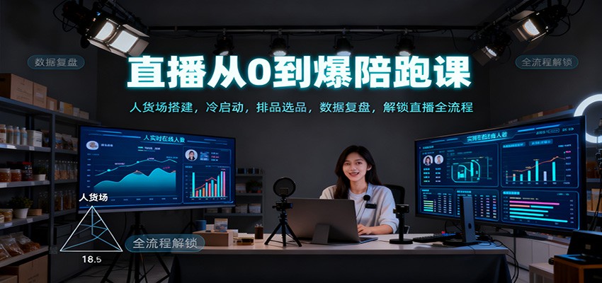 直播从0到爆陪跑课:人货场搭建,冷启动,排品选品,数据复盘,解锁直播全流程创客联盟总站-闲云创业网-老韩轻创网-中创网-福缘网-冒泡网-资源之家-魔方项目库创客联盟总站