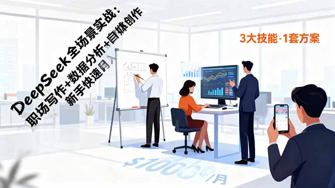 DeepSeek全场景实战：职场写作+数据分析+自媒体创作，新手快速月入过万创客联盟总站-闲云创业网-老韩轻创网-中创网-福缘网-冒泡网-资源之家-魔方项目库创客联盟总站