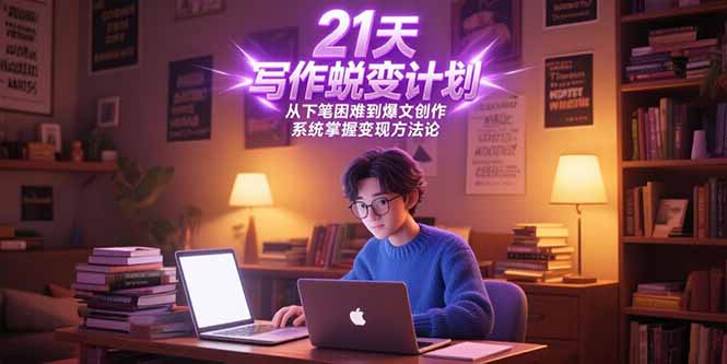 21天写作蜕变计划，从下笔困难到爆文创作，系统掌握变现方法论创客联盟总站-闲云创业网-老韩轻创网-中创网-福缘网-冒泡网-资源之家-魔方项目库创客联盟总站
