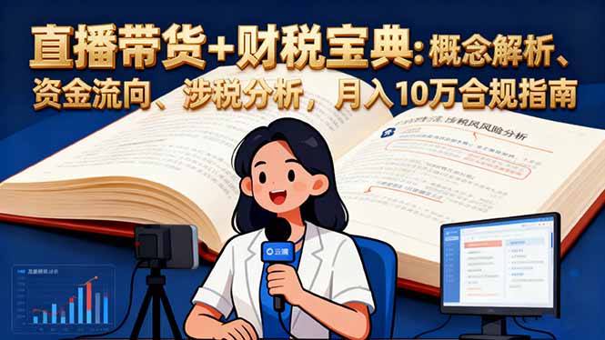 直播带货+财税宝典：概念解析、资金流向、涉税分析，月入10万合规指南创客联盟总站-闲云创业网-老韩轻创网-中创网-福缘网-冒泡网-资源之家-魔方项目库创客联盟总站