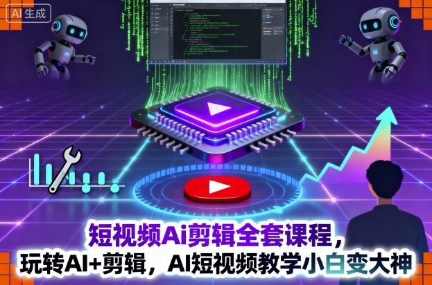 短视频Ai剪辑全套课程,玩转AI+剪辑,AI短视频教学小白变大神创客联盟总站-闲云创业网-老韩轻创网-中创网-福缘网-冒泡网-资源之家-魔方项目库创客联盟总站