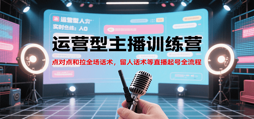 运营型主播训练营,点对点和拉全场话术,留人话术等直播起号全流程(更新8月)创客联盟总站-闲云创业网-老韩轻创网-中创网-福缘网-冒泡网-资源之家-魔方项目库创客联盟总站