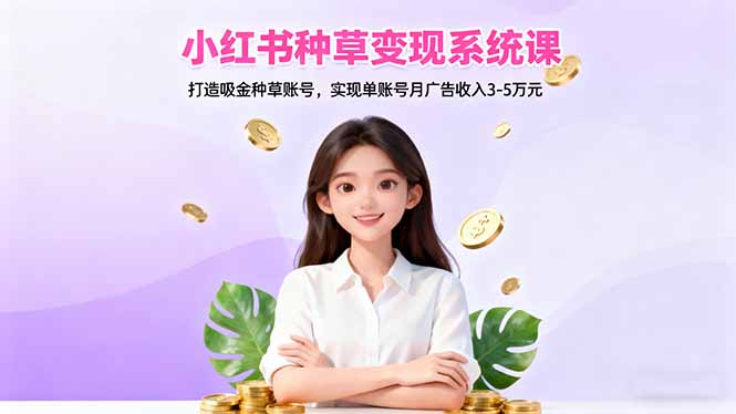 小红书种草变现系统课：打造吸金种草账号，实现单账号月广告收入3-5万元创客联盟总站-闲云创业网-老韩轻创网-中创网-福缘网-冒泡网-资源之家-魔方项目库创客联盟总站