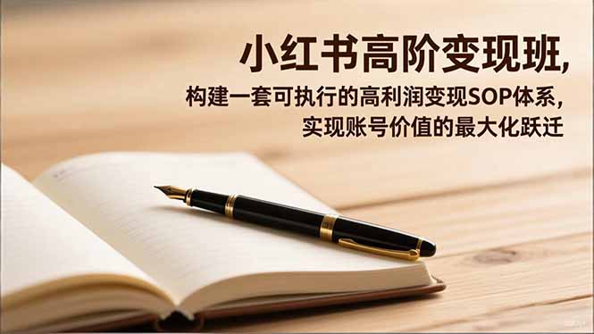 小红书高阶变现班，构建一套可执行的高利润变现SOP体系，实现账号价值的最大化跃迁创客联盟总站-闲云创业网-老韩轻创网-中创网-福缘网-冒泡网-资源之家-魔方项目库创客联盟总站