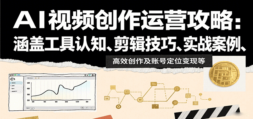 AI视频创作运营攻略：涵盖工具认知、剪辑技巧、实战案例、高效创作及账号定位变现等创客联盟总站-闲云创业网-老韩轻创网-中创网-福缘网-冒泡网-资源之家-魔方项目库创客联盟总站