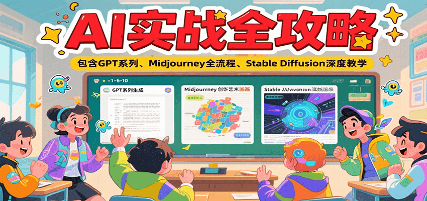 AI实战全攻略,包含GPT系列、Midjourney全流程、Stable Diffusion深度教学创客联盟总站-闲云创业网-老韩轻创网-中创网-福缘网-冒泡网-资源之家-魔方项目库创客联盟总站