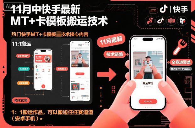 11月中快手最新MT+卡模板搬运技术,1:1搬运作品,可以搬运任何赛道(安卓手机)创客联盟总站-闲云创业网-老韩轻创网-中创网-福缘网-冒泡网-资源之家-魔方项目库创客联盟总站