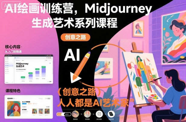 AI绘画训练营，Midjourney生成艺术系列课程，人人都是AI艺术家创客联盟总站-闲云创业网-老韩轻创网-中创网-福缘网-冒泡网-资源之家-魔方项目库创客联盟总站